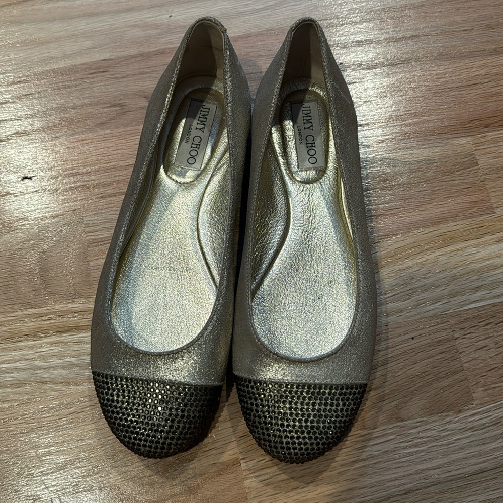 Jimmy Choo Glitter Cap Toe Flat